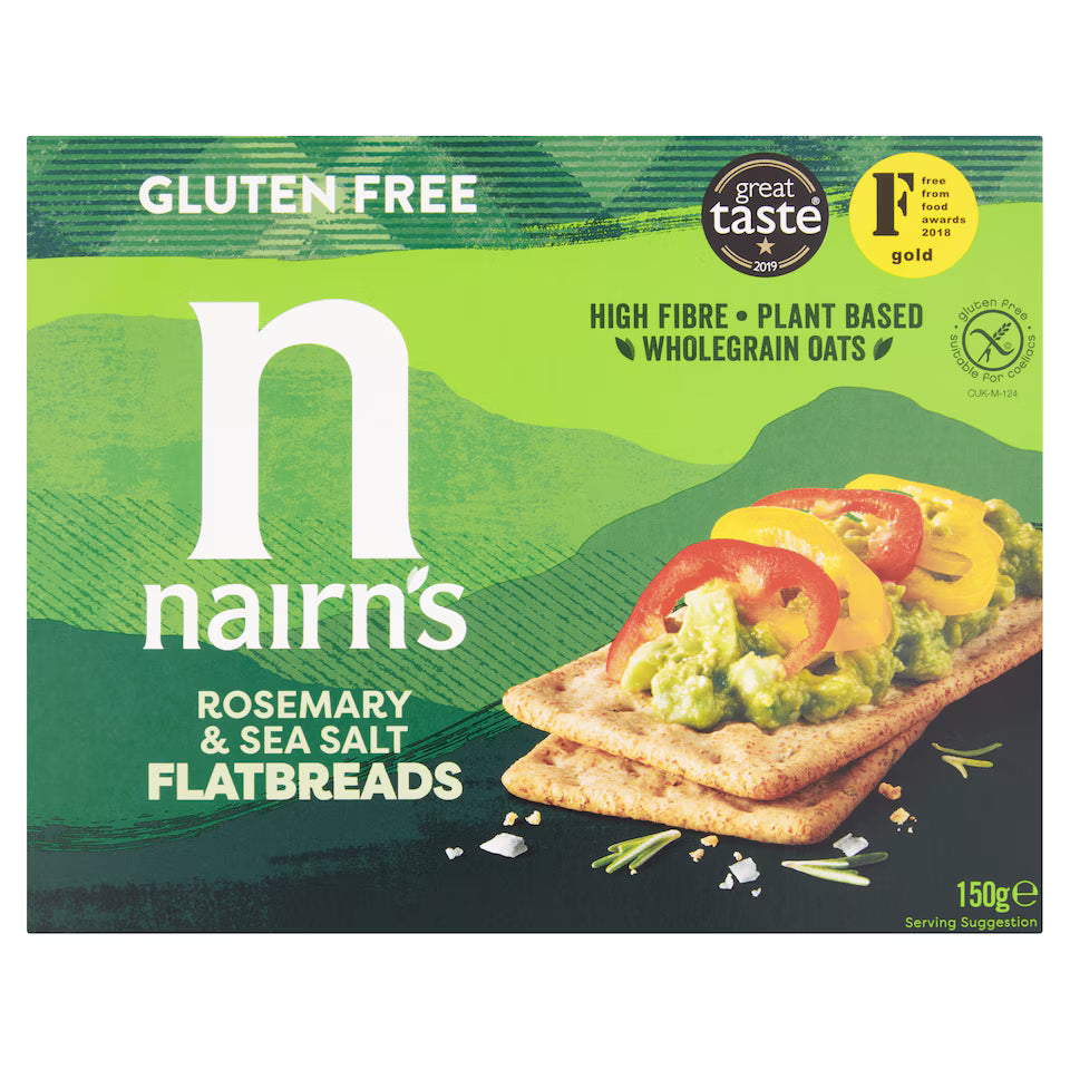 9621-E NAIRNS GF FLATBREADS ROSEMARY & SEA SALT 6X150G