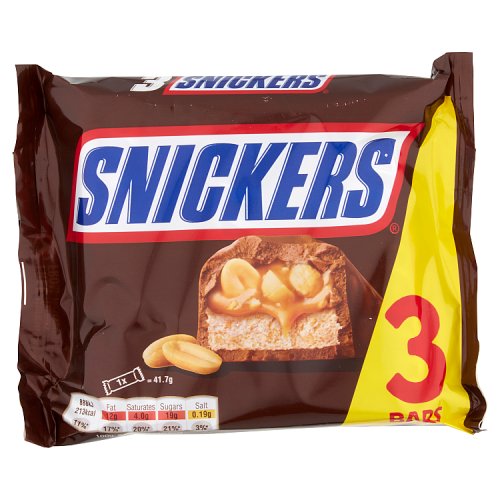 SNICKERS CHOCOLATE BARS MULTIPACK 3 x 41.7g