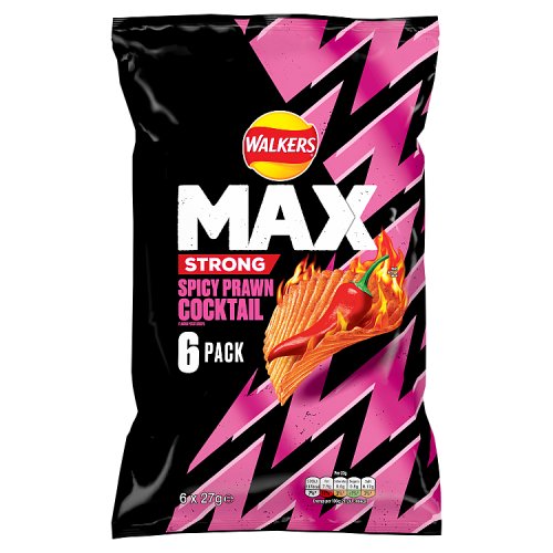 Walkers Max Strong Fiery Prawn Cocktail 6Pk