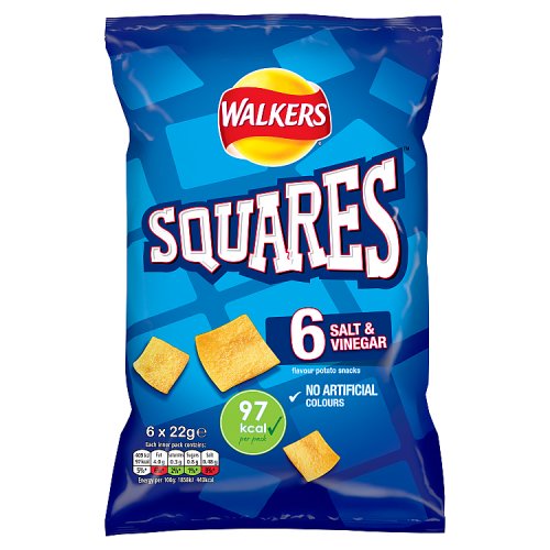 Walkers Squares Salt & Vinegar 6Pk