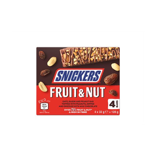 SNICKERS TRIPLE TREAT FRUIT NUT & CHOC BAR 4PK 10 x 128g