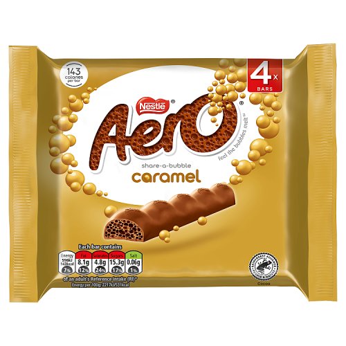 AERO BUBBLY BAR CARAMEL 4PK 14 X 108G