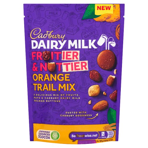 CADBURY DAIRY MILK FRUITIER & NUTTIER ORANGE TRAIL MIX 10 X 100G