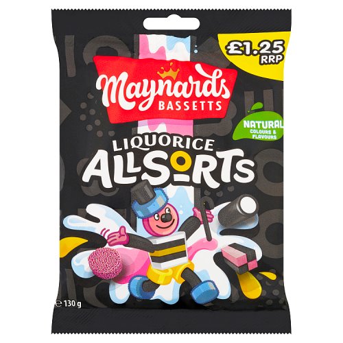 MAYNARDS BASSETTS LIQUORICE ALLSORTS PM £1.25 10 X 130G