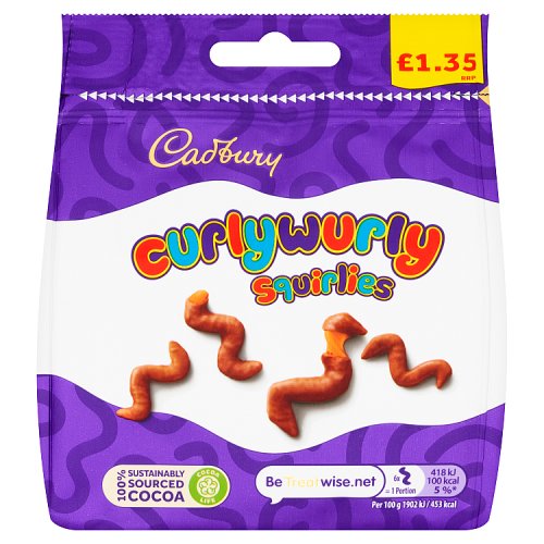 CADBURY CURLY WURLY SQUIRLIES PM £1.35 10 X 95G