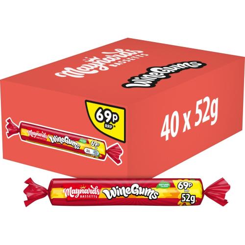 MAYNARDS BASSETTS WINE GUM ROLL PM 69P 40 X 52G