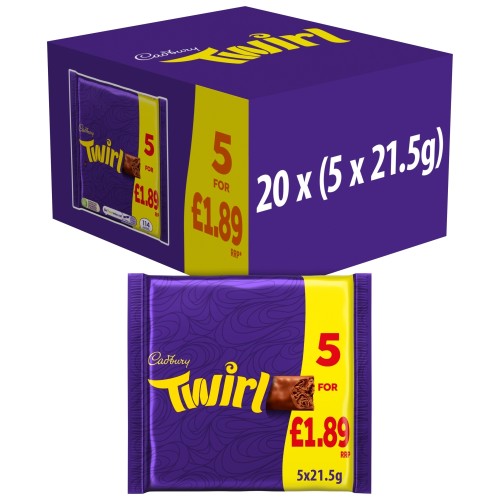CADBURY TWIRL 5 PACK PM £1.89 20 X 107.5G
