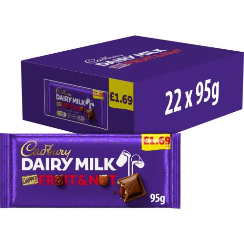 CADBURY DAIRY MILK FRUIT & NUT PM £1.69 22 X 95G