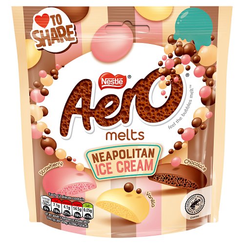 NESTLE AERO MELTS NEAPOLITAN ICE CREAM POUCH 8 X 86G