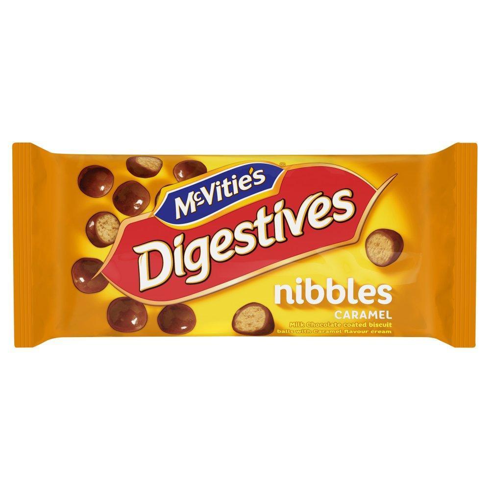 00874-05 MCVITIES DIGESTIVE NIBBLES CARAMEL ( MILK CHO.COATED BIS.BALLS WITH CARAMEL FLAVOUR ) (12X12) 144X37G