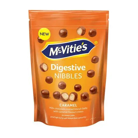 00872-03 MCVITIES NIBBLES CARAMEL MILK CHOCOLATE COATED BISCUITS BALL (8X7) 56X120G