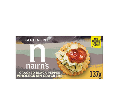 9636-E NAIRNS GF CRACKED BLACK PEPPER WHOLEGRAIN CRACKER 8X160G