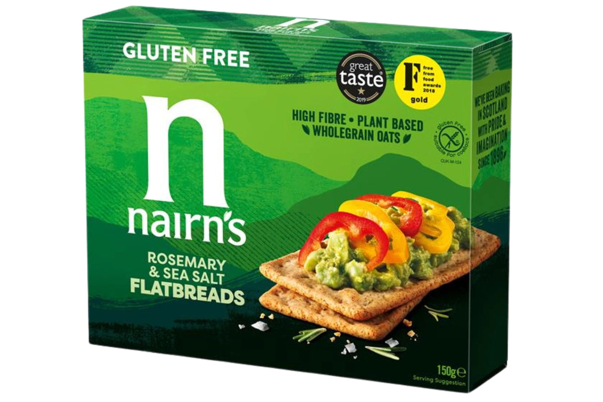 9621-E NAIRNS GF FLATBREADS ROSEMARY & SEA SALT 6X150G
