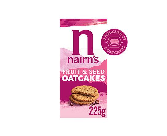 9349-E NAIRNS FRUIT & SEED OATCAKES 'ON THE GO' 8X225G