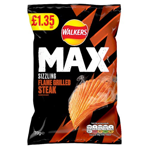 Walkers Max Flame Grilled Steak PM £1.35