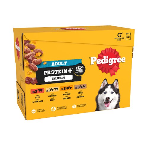 Pedigree Protein Plus Adult Dog Pouches Mixed Selection In Jelly  - SKU: 473441 - PACK: 4 - CASES/PALLET: 150 - EAN: '5900951318948