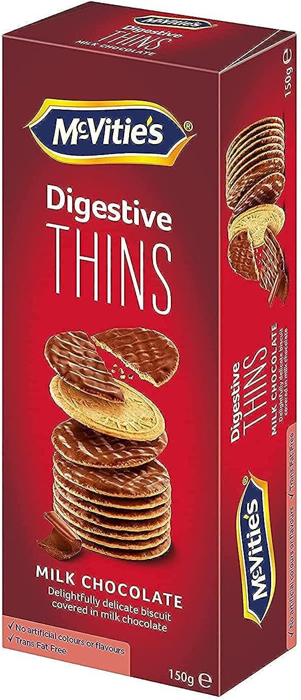 00819-01 MCVITIES DIGESTIVE THINS MILK CHOCO COATED BISCUITS 72X150G (12X6)
