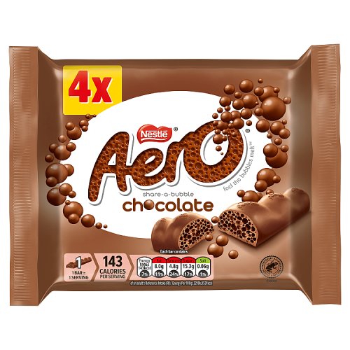 AERO BUBBLY BAR MILK 4PK 14 X 108G