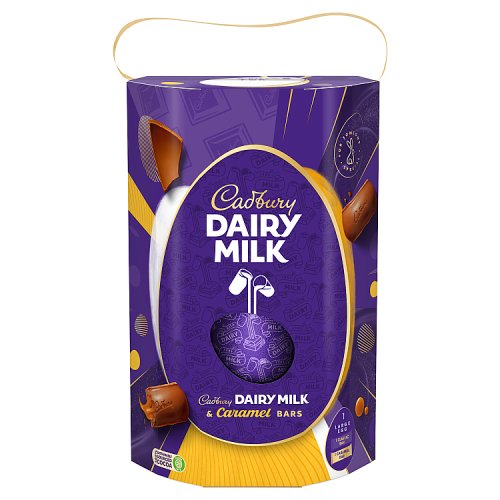 CADBURY DAIRY MILK EGG WITH CADBURY CARAMEL BARS 4 X 245G