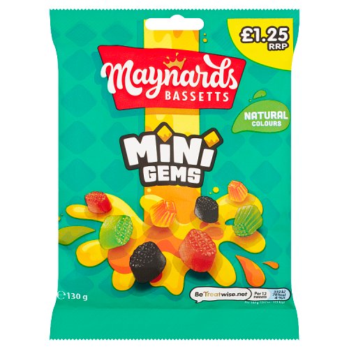 MAYNARDS BASSETTS MINI GEMS PM £1.25 10 X 130G