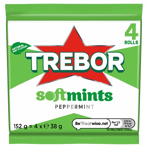 TREBOR SOFTMINTS PEPPERMINT 4 PACK 18 X 152G