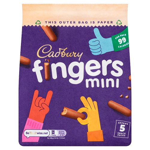 CADBURY MINI FINGERS 5PK 8 X 96.5G