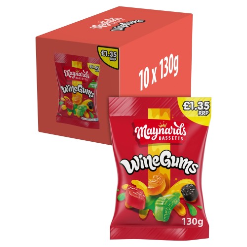 MAYNARDS BASSETTS WINE GUMS PM £1.35 10 X 130G