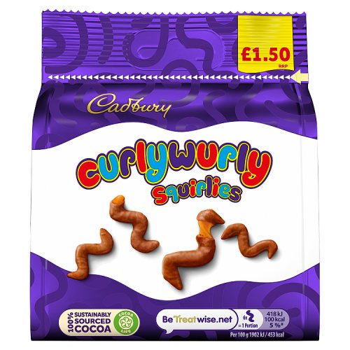 CADBURY CURLY WURLY SQUIRLIES PM £1.50 10 X 85G