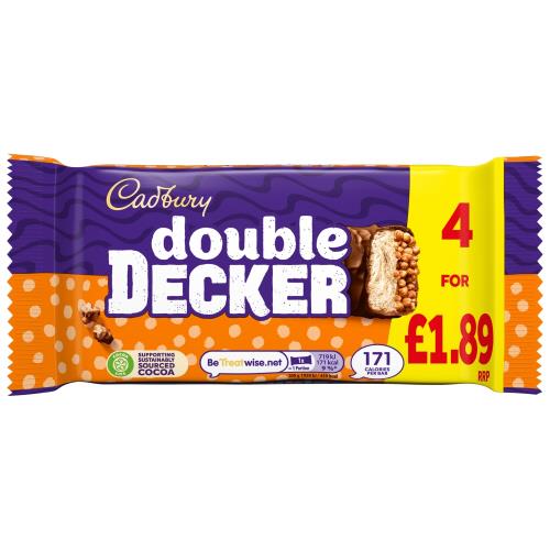 CADBURY DOUBLE DECKER 4PK PM £1.89 8 X 149.2G