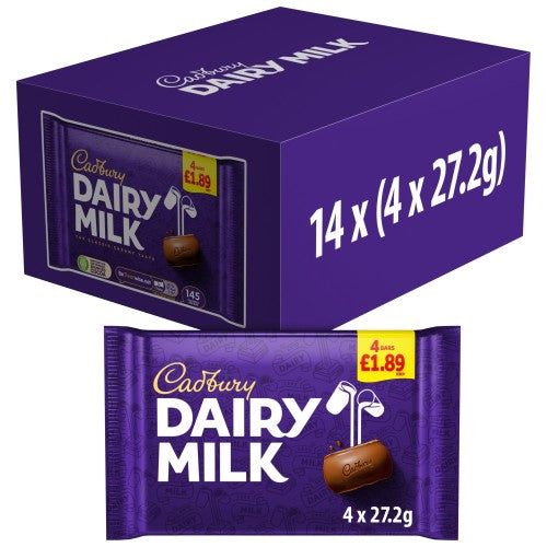 CADBURY DAIRY MILK 4PK PM £1.89 14 X 108.8G