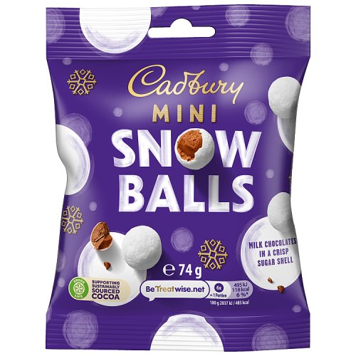 CADBURY MINI SNOWBALLS CLIPSTRIP 24 X 74G