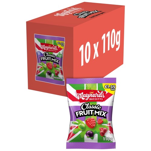 MAYNARDS BASSETTS CLASSIC FRUIT MIX  PM £1.35 10 X 110G
