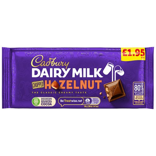 CADBURY DAIRY MILK CHOPPED HAZELNUT PM £1.95 22 X 95G