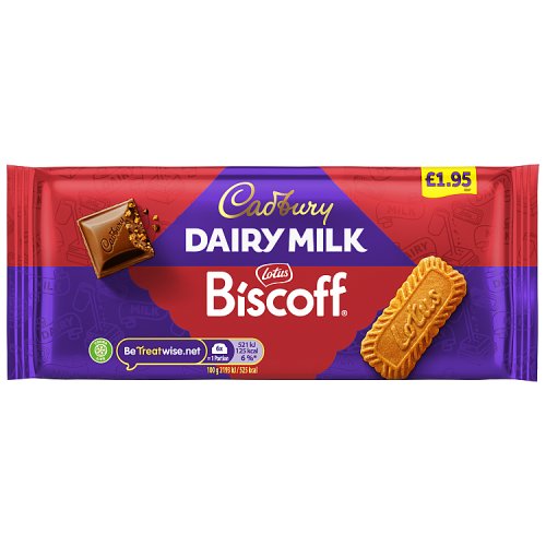 CADBURY DAIRY MILK BISCOFF PM £1.95 21 X 95G