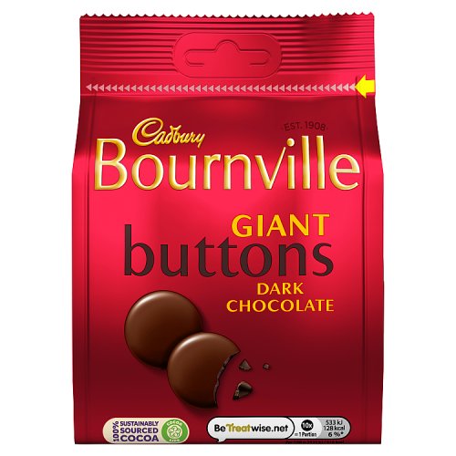 CADBURY BOURNVILLE GIANT BUTTONS DARK CHOCOLATE 10 X 110G