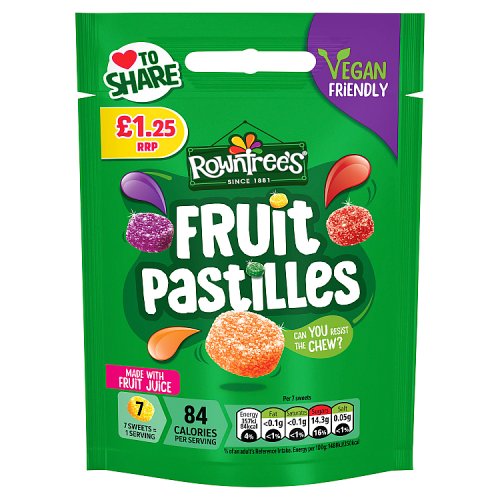 ROWNTREES FRUIT PASTILLES POUCH  PM £1.25 10 X 114G