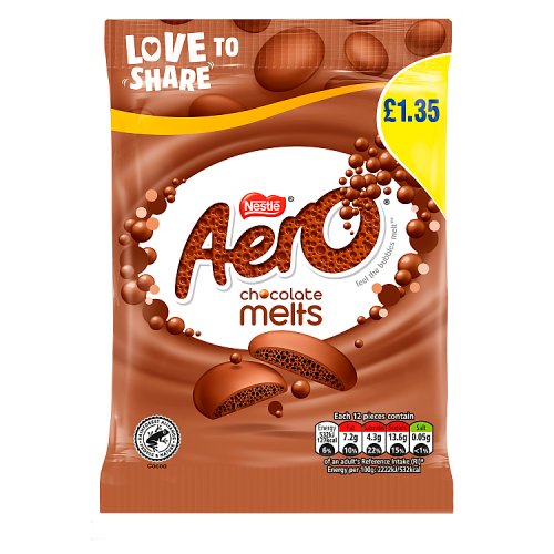 AERO MELTS MILK CHOCOLATE PM £1.35 12 X 80G