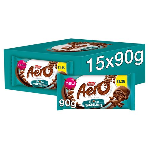 AERO HAZELNUT BLOCK PM £1.35 15 X 90G
