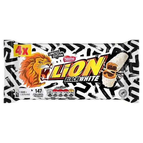 LION BAR BLACK & WHITE 4 PACK 10 X 120G