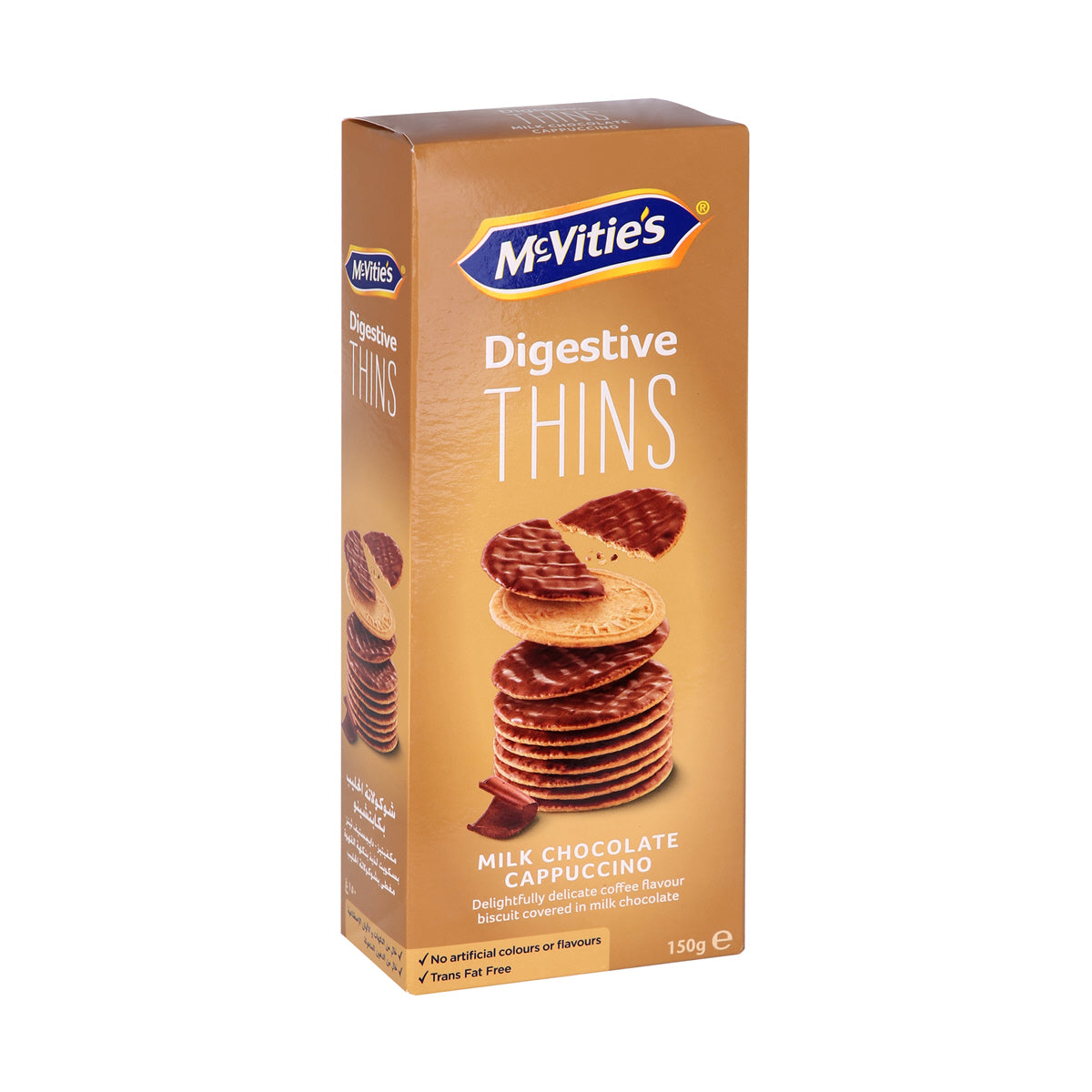 00819-03 MCVITIES DIGESTIVE THINS CHOCO COATED BISCUITS WITH CAPUCCINO 72X150G (12X6)