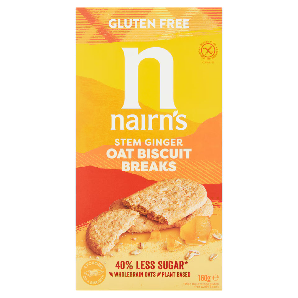 9556-E NAIRNS GF OATS & STEM GINGER BISCUIT BREAKS 12X160G