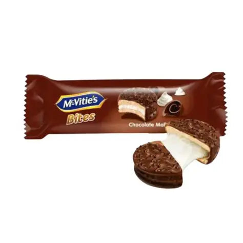 00362-55 MCVITIES BITES MARSHMALLOW BISCUITS SANDWICH COVERED IN REAL MILK CHOCOLATE 24X77G