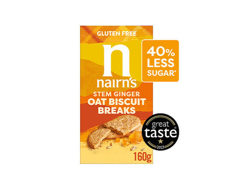 9556-E NAIRNS GF OATS & STEM GINGER BISCUIT BREAKS 12X160G